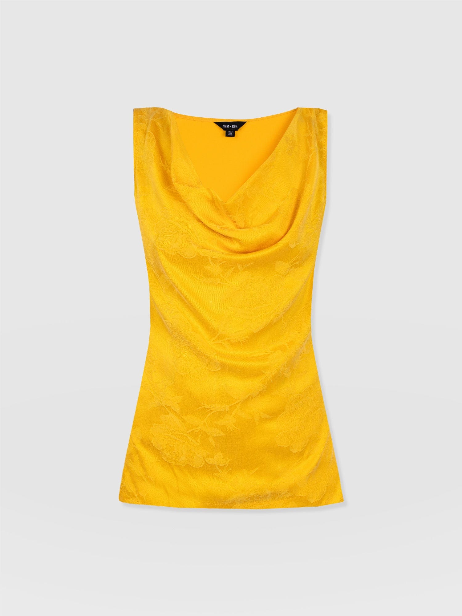 Cowl Neck Tee - Yellow Jacquard - Women's T-shirts | Saint + Sofia® USA